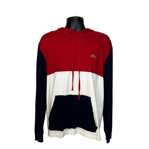 Lacoste Other - Lacoste Colorblock Jersey T-Shirt Hoodie Red White Navy Preppy Streetwear XL